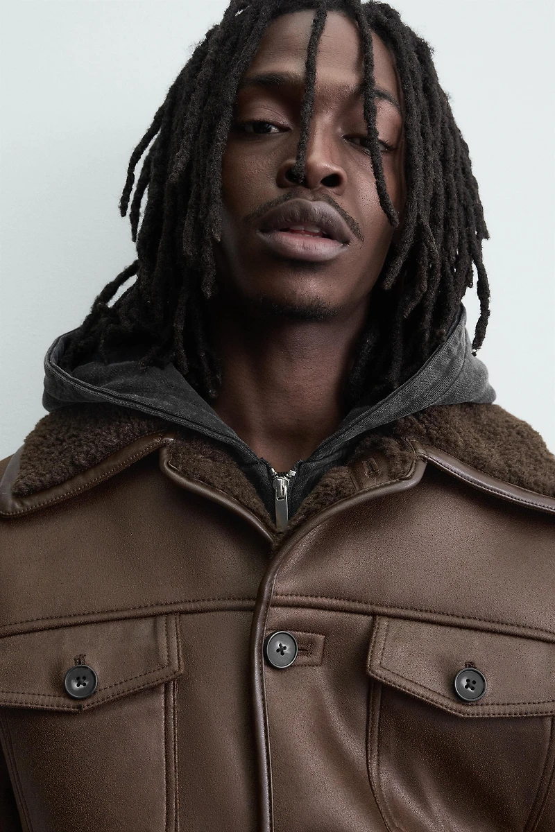 BLOUSON EFFET DAIM DOUBLE FACE