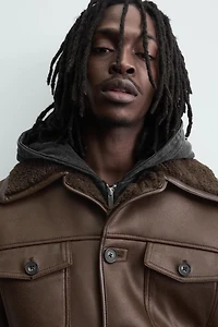 BLOUSON EFFET DAIM DOUBLE FACE