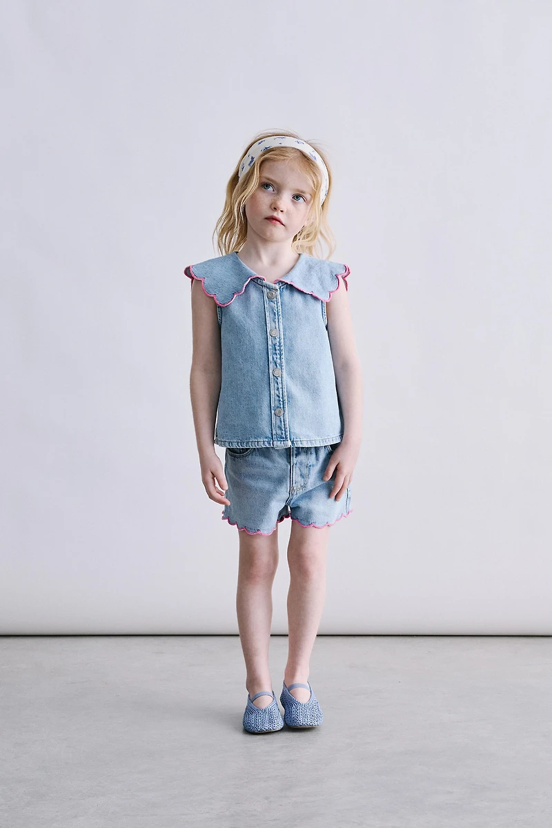 TOP EN DENIM À ONDES