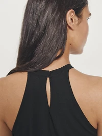 Knit cotton top with floral detail