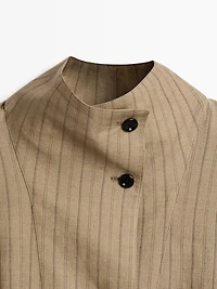 Striped linen blend bomber jacket