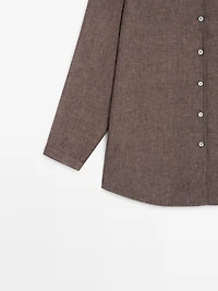 Chemise 100 % lin à col en V