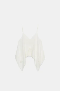 ASYMMETRIC EMBROIDERED GAUZE TOP