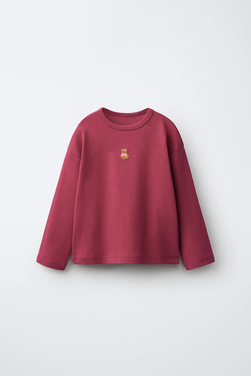 EMBROIDERED ANIMAL STRIPED T-SHIRT