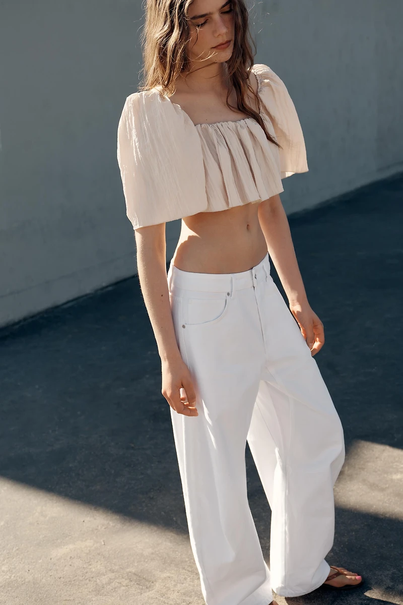 WRINKLED EFFECT CROP TOP