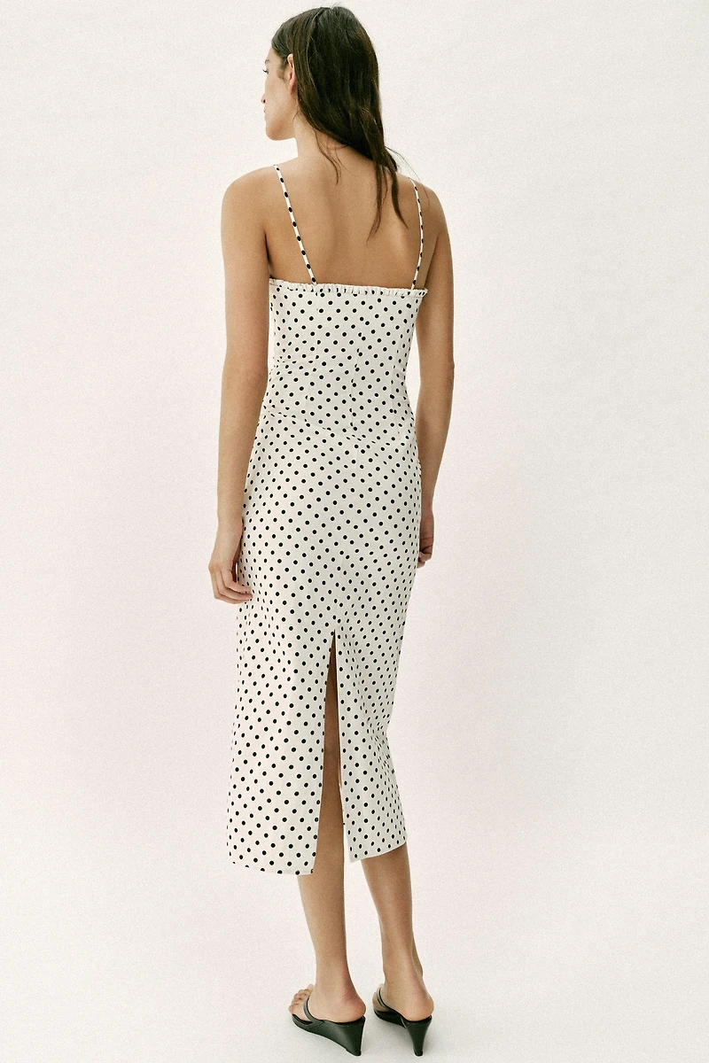 ROBE MI-LONGUE CORSAGE À POIS