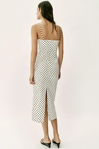 ROBE MI-LONGUE CORSAGE À POIS
