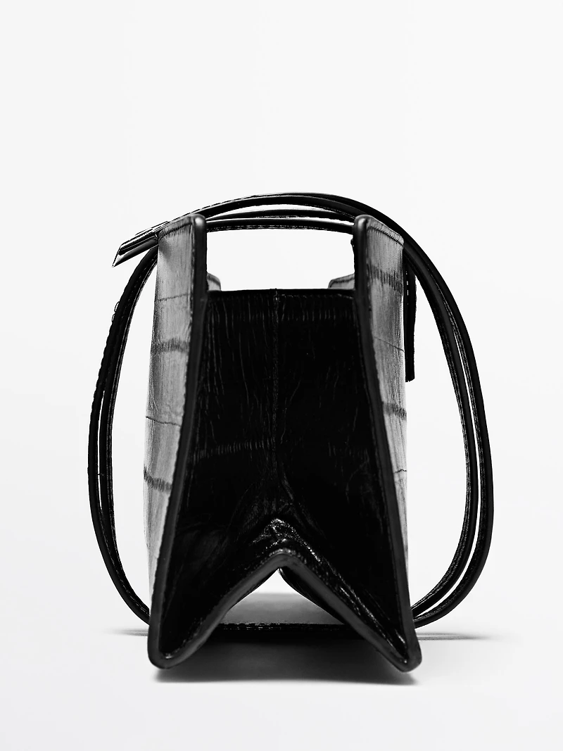 Textured leather handbag