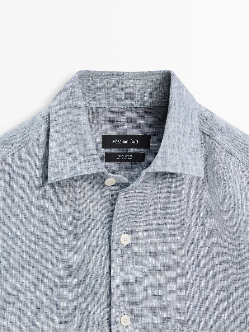 Regular fit linen shirt with pocket
