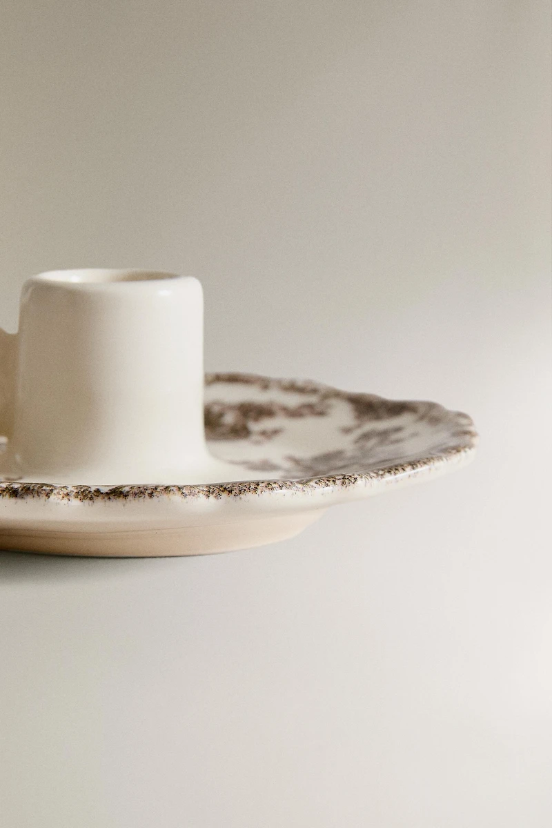 FLORAL EARTHENWARE CANDLEHOLDER
