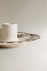 FLORAL EARTHENWARE CANDLEHOLDER