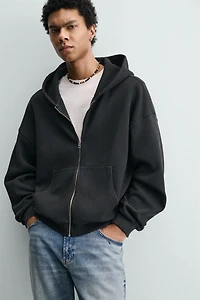WASHED WAFFLE HOODIE SWEATSHIRT