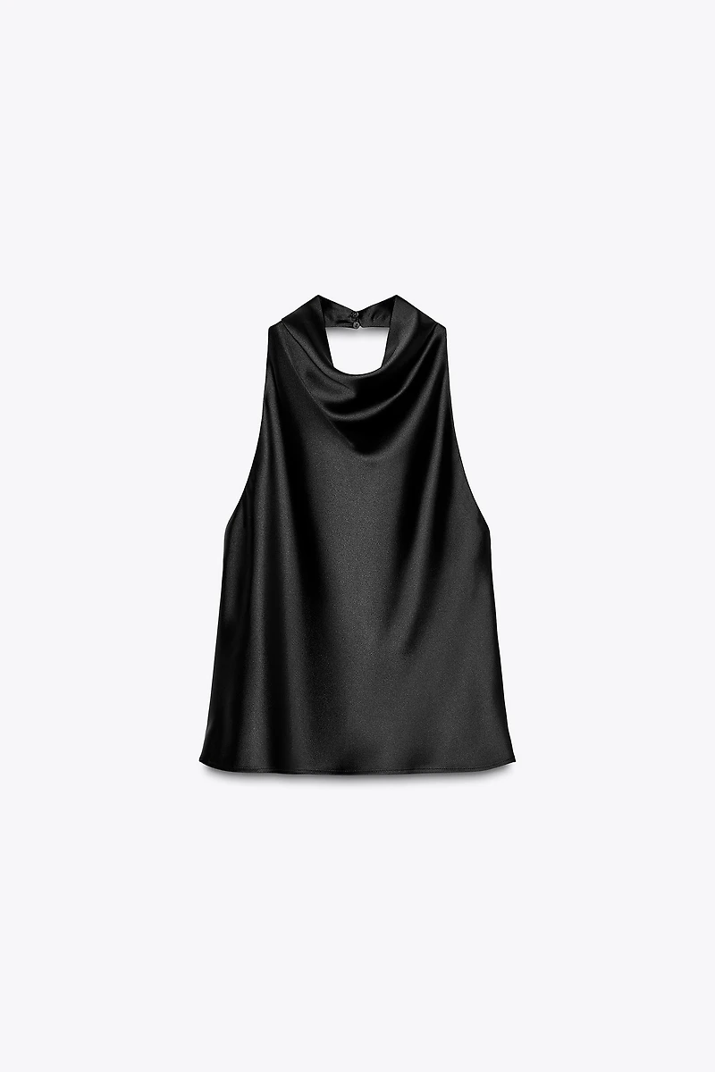SATIN EFFECT HALTER TOP