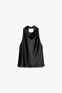SATIN EFFECT HALTER TOP
