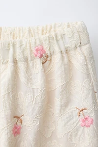 PANTALON À FLEURS BRODÉES
