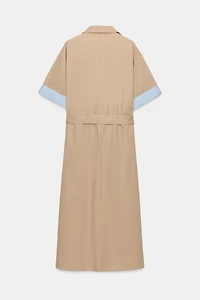 BELTED MIDI SHIRT DRESS