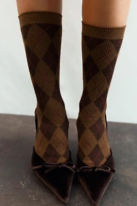 CHAUSSETTES À LOSANGES AVEC COTON