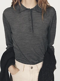 Wool knit polo sweater