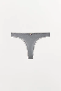 POINTELLE FLORAL THONG