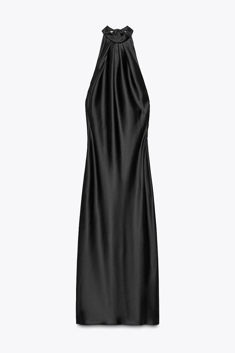 OPEN BACK SATIN MIDI DRESS