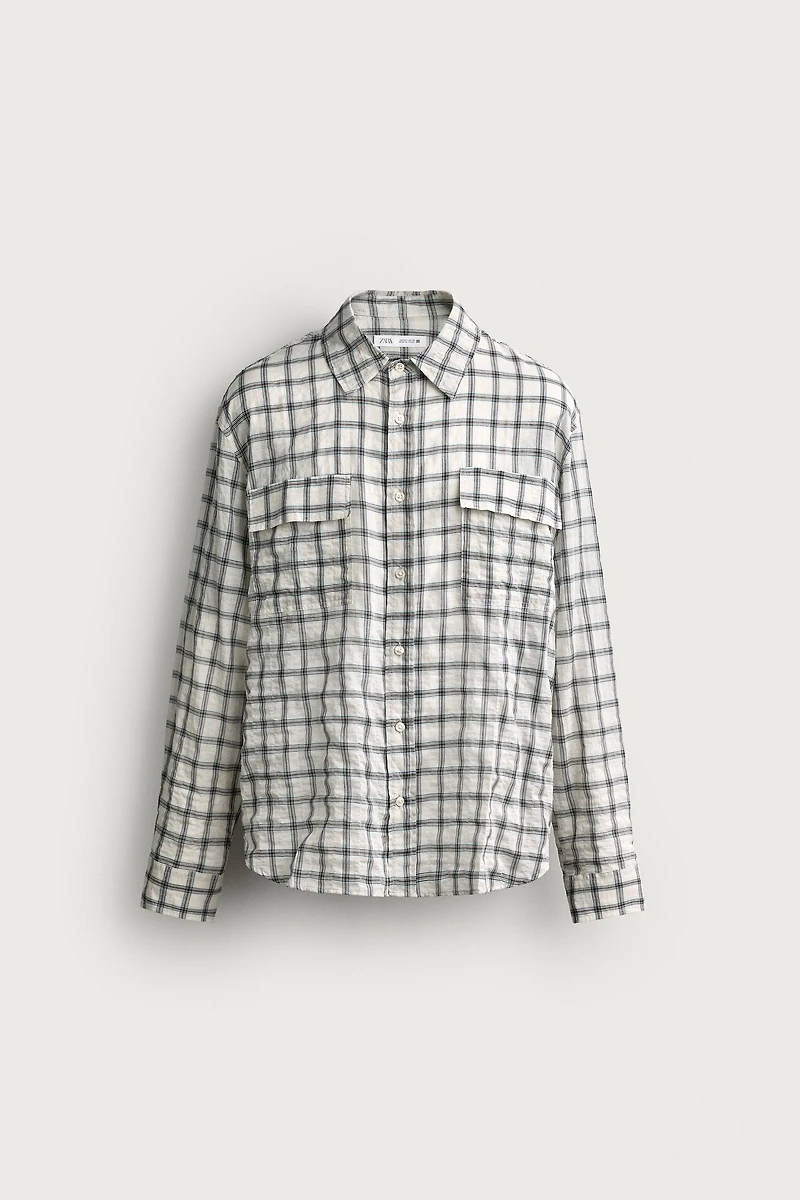 TEXTURED PLAID RELAXED FIT SHIRT