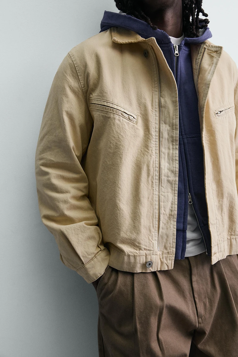 CROPPED FIT CORDUROY COLLAR JACKET