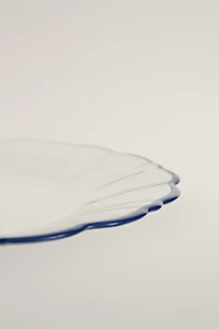 GLASS DESSERT PLATE WITH CONTRASTING RIM