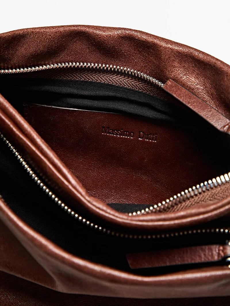 Petit sac compartimenté en cuir nappa