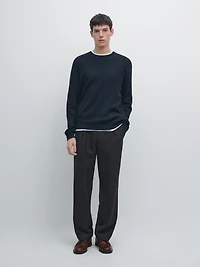 Knit 100% cotton crew neck sweater