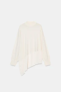 ASYMMETRIC COMBINATION KNIT JUMPER
