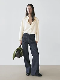 Flare fit high-waist jeans with pockets
