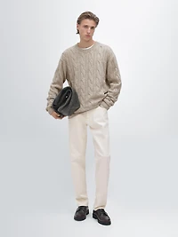 Cable-knit wool blend sweater