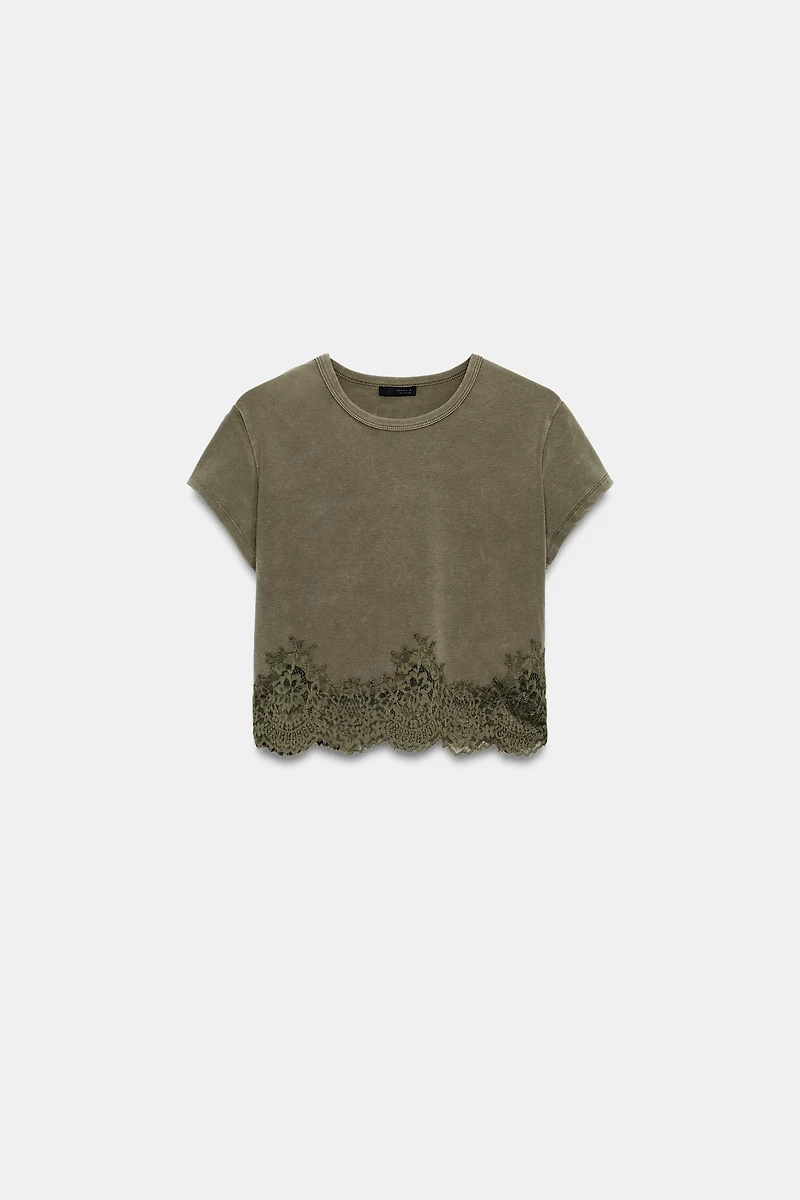 CROPPED LACE T-SHIRT