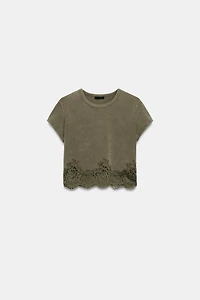 CROPPED LACE T-SHIRT