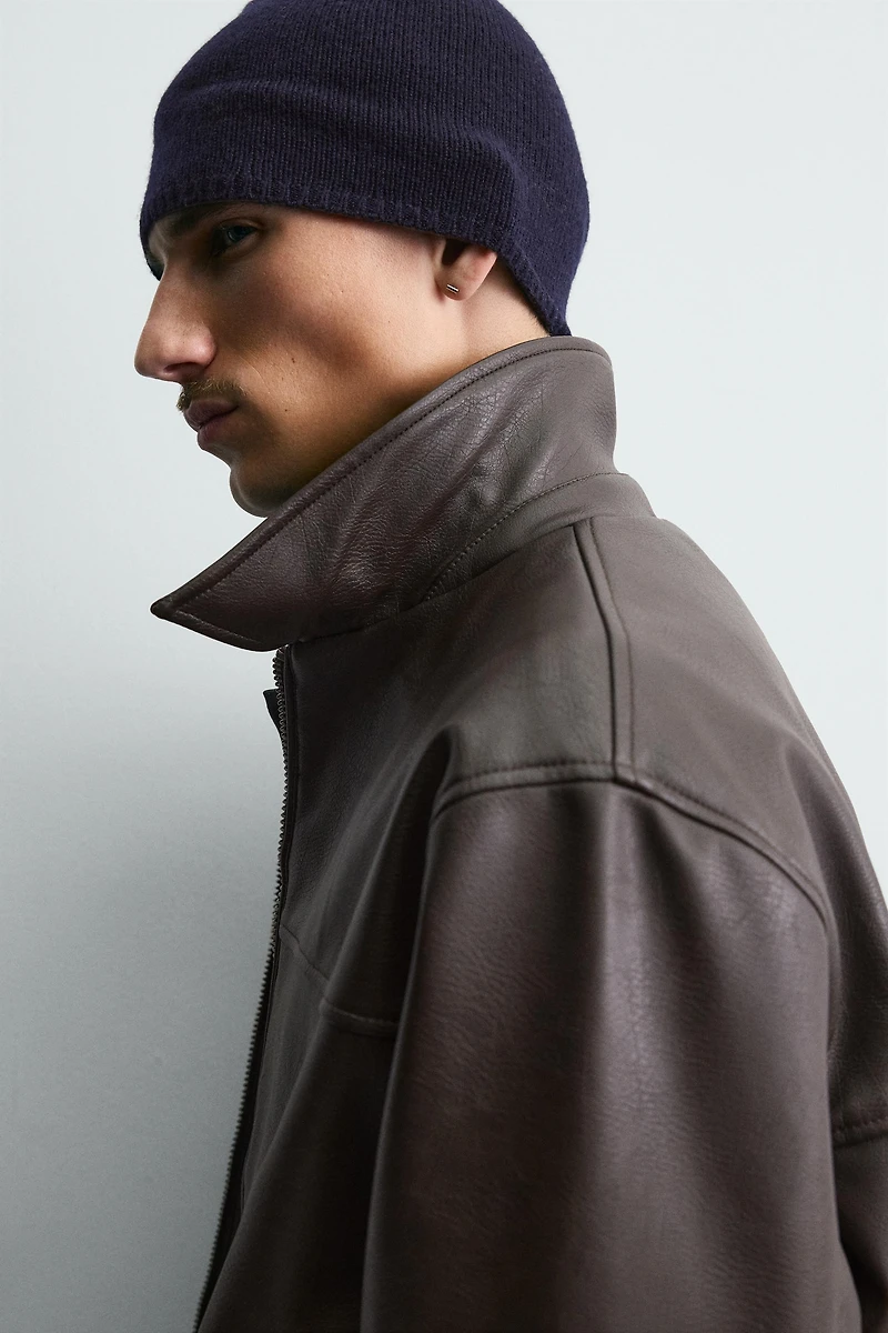 BLOUSON BOMBER MATIÈRE SYNTHÉTIQUE