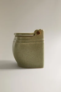 STONEWARE SALT SHAKER WITH LID