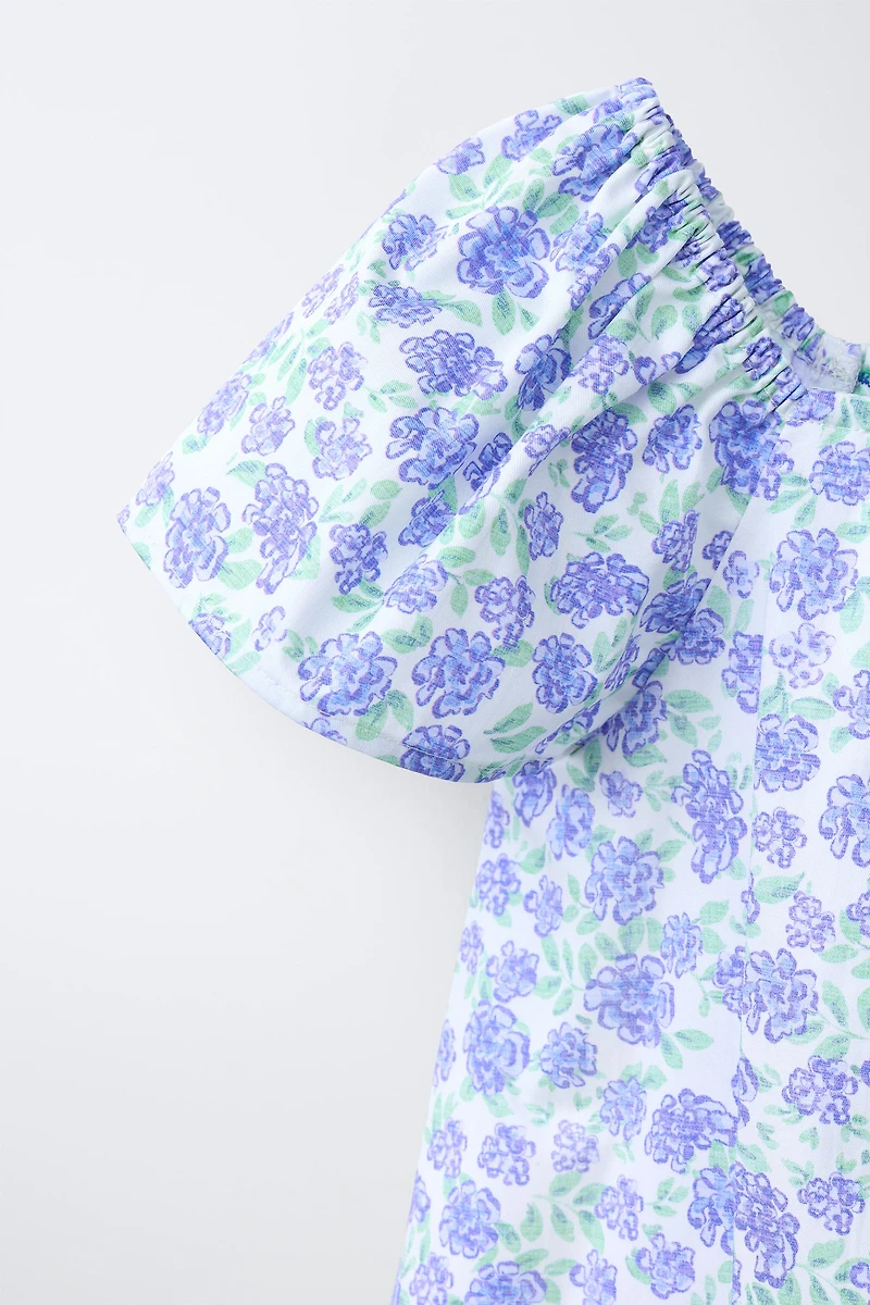 RUCHED FLORAL TOP