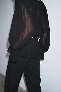 ZW COLLECTION MACRAMÉ V-NECK BLOUSE