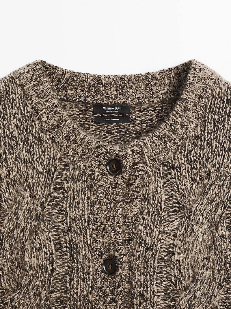100% cashmere mouliné knit cardigan
