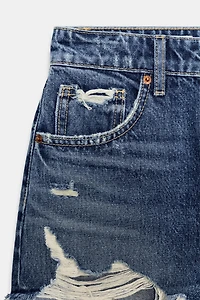 TRF CURVED HIGH-WAISTED DENIM SHORTS