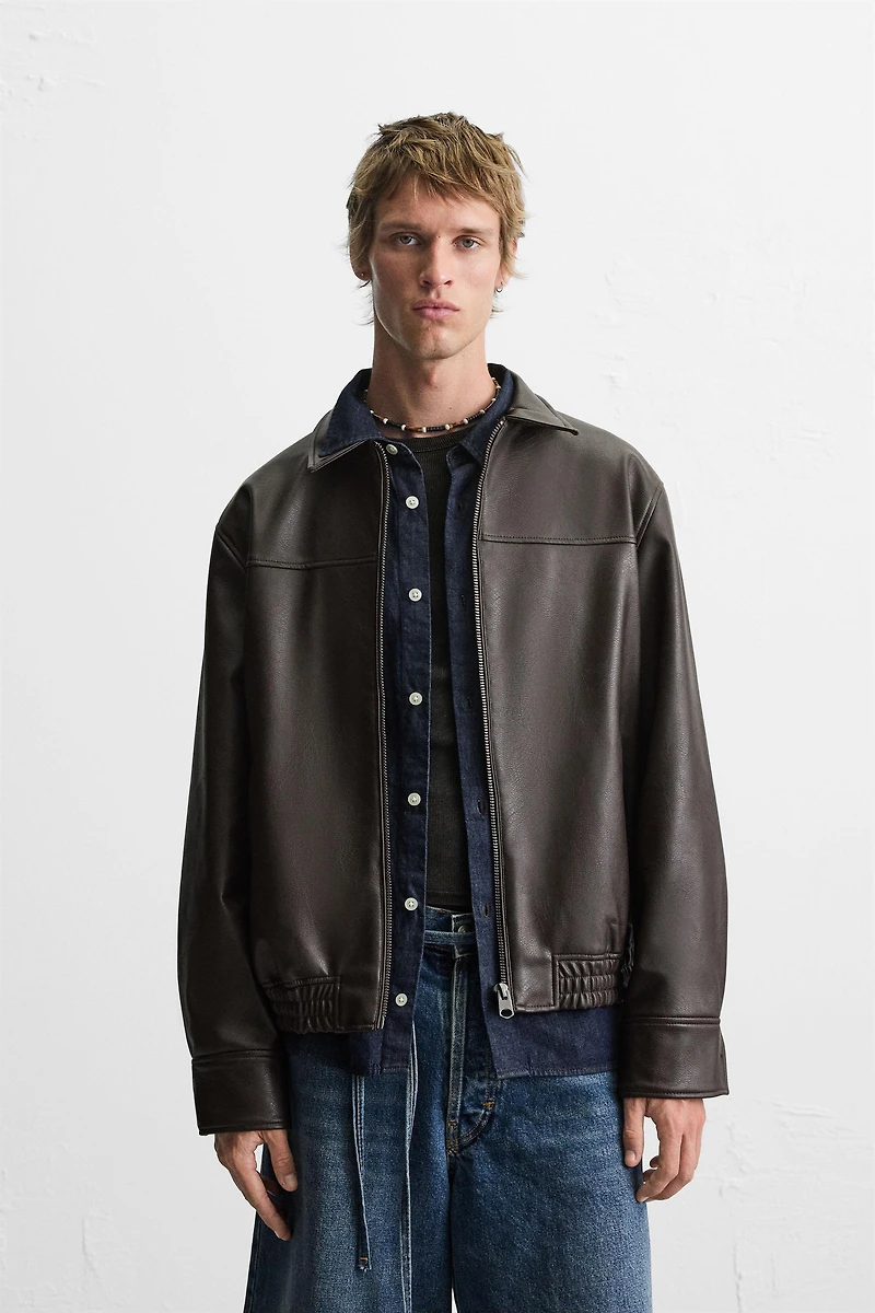 BLOUSON BOMBER MATIÈRE SYNTHÉTIQUE