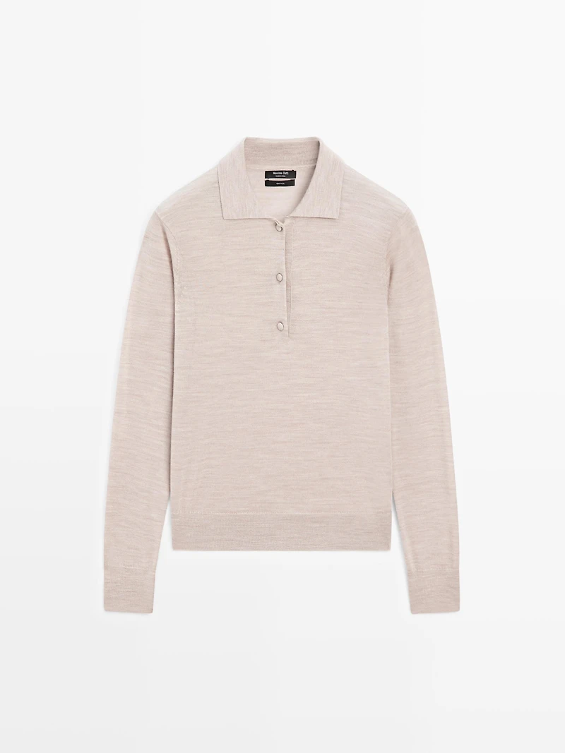 Wool knit polo sweater