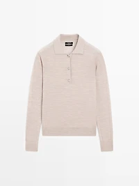 Wool knit polo sweater