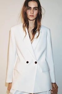 OVERSIZED DOUBLE BREASTED BLAZER WITH SHOULDER PADS