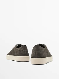 Split suede trainers