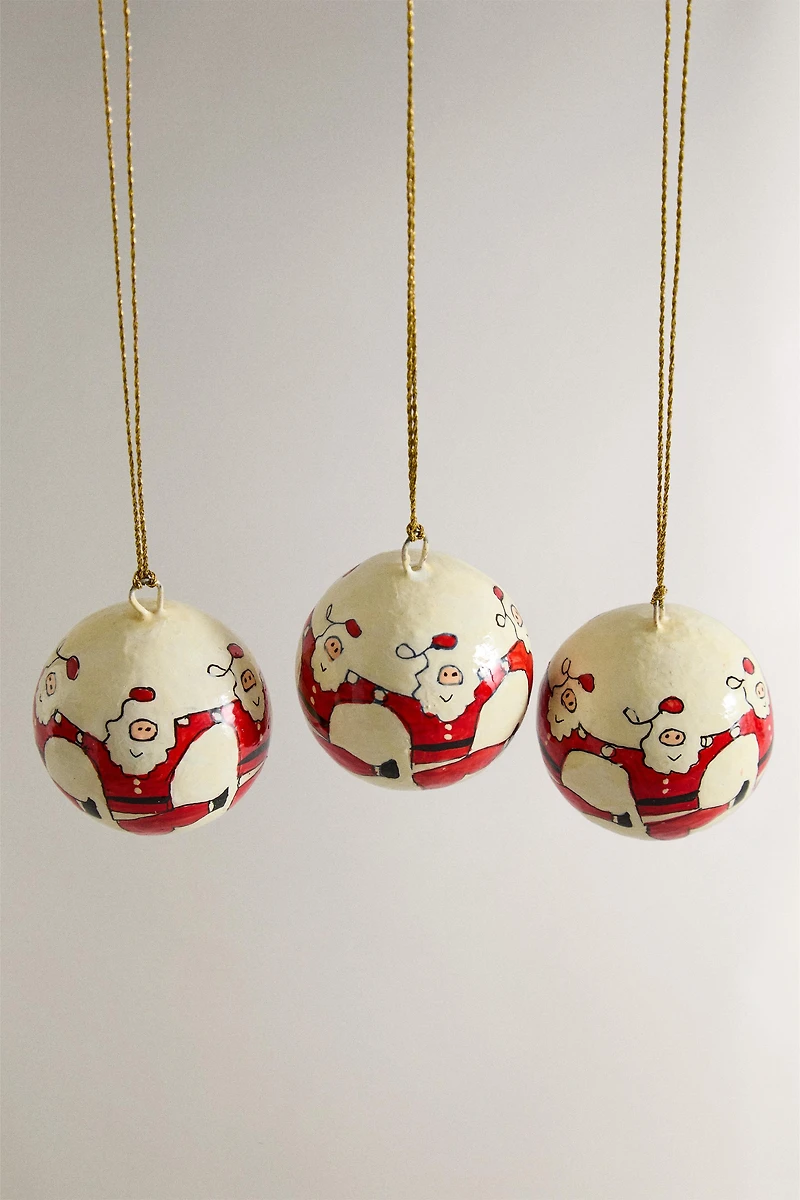SET OF SANTA CLAUS CHRISTMAS TREE BALL ORNAMENTS (SET OF 3)