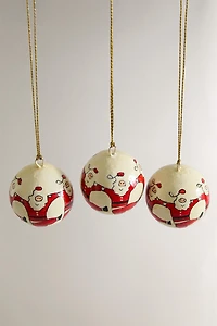 SET OF SANTA CLAUS CHRISTMAS TREE BALL ORNAMENTS (SET OF 3)