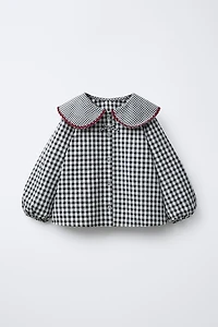 RUFFLE GINGHAM BLOUSE