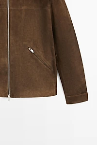 Veste à fermeture Éclair en cuir effet daim