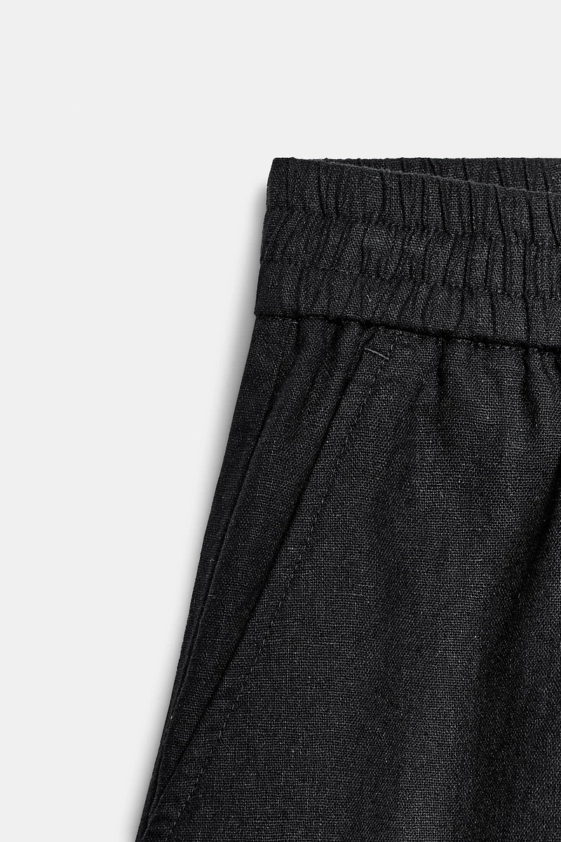 LINEN SHORTS WITH ELASTIC WAIST